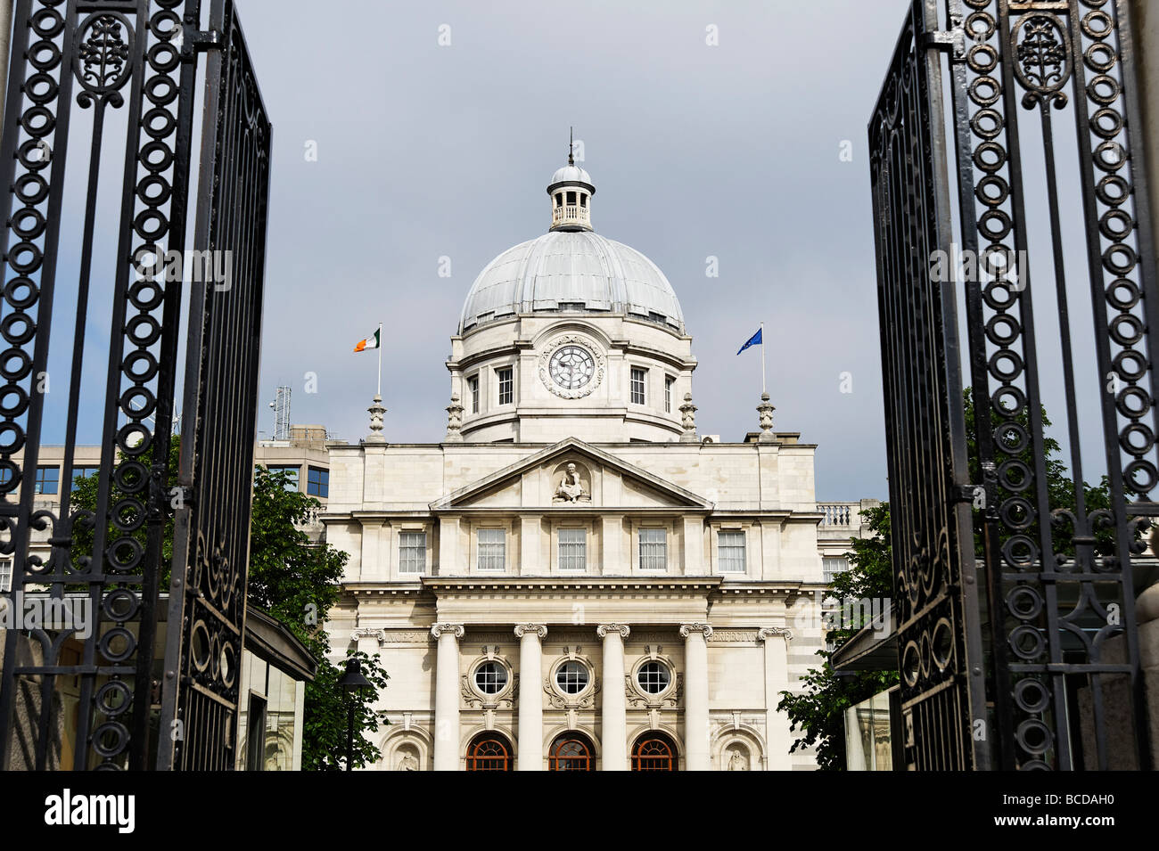 Leinster House building which is the seat of the Irish Parliament Dublin Republic of Ireland Stock Photo