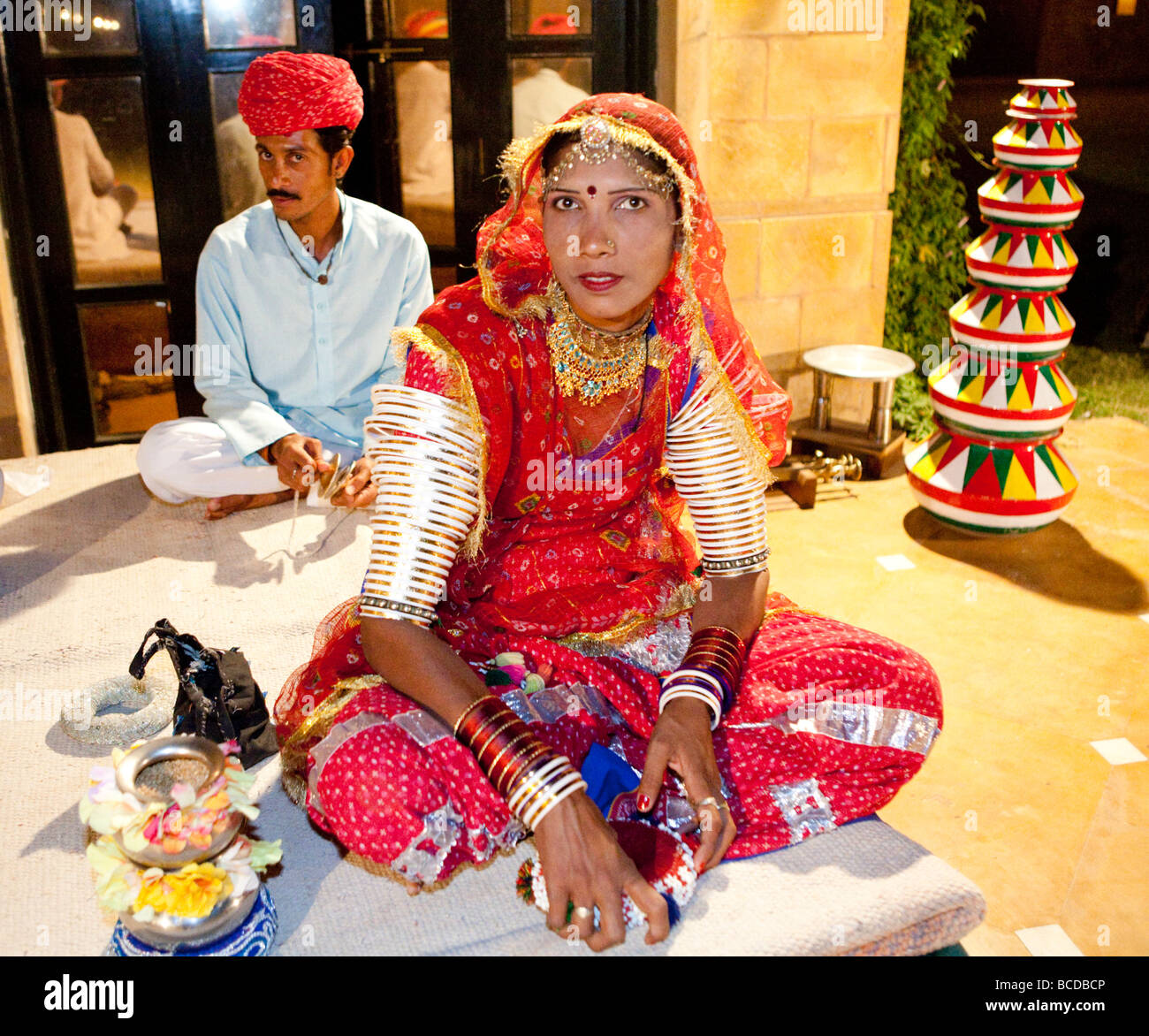 Local Indian Female Dancer And Musicians Jaisalmer Rajasthan India