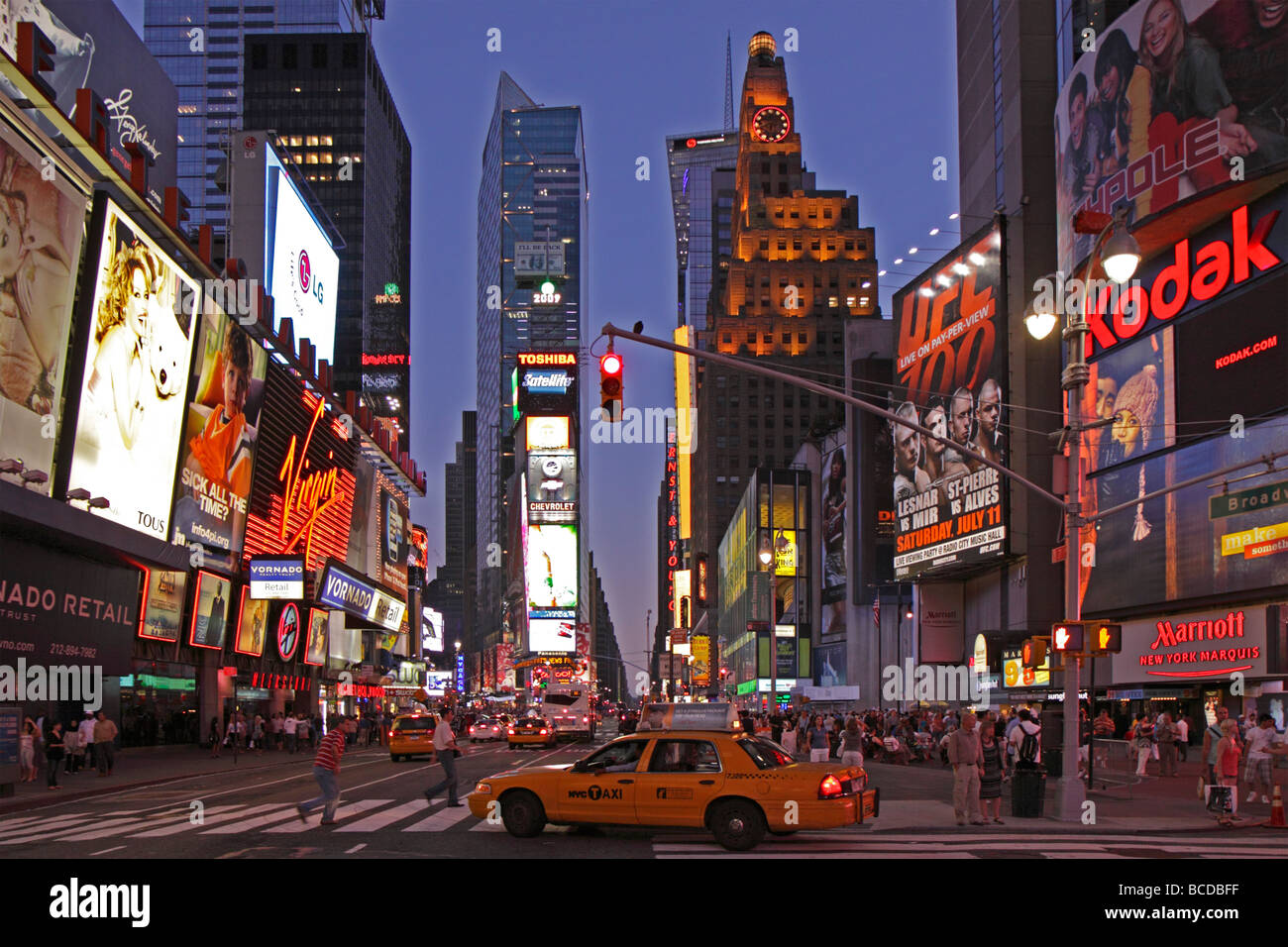 evening photograph of Times Square, Manhattan, New York City Stock Photo