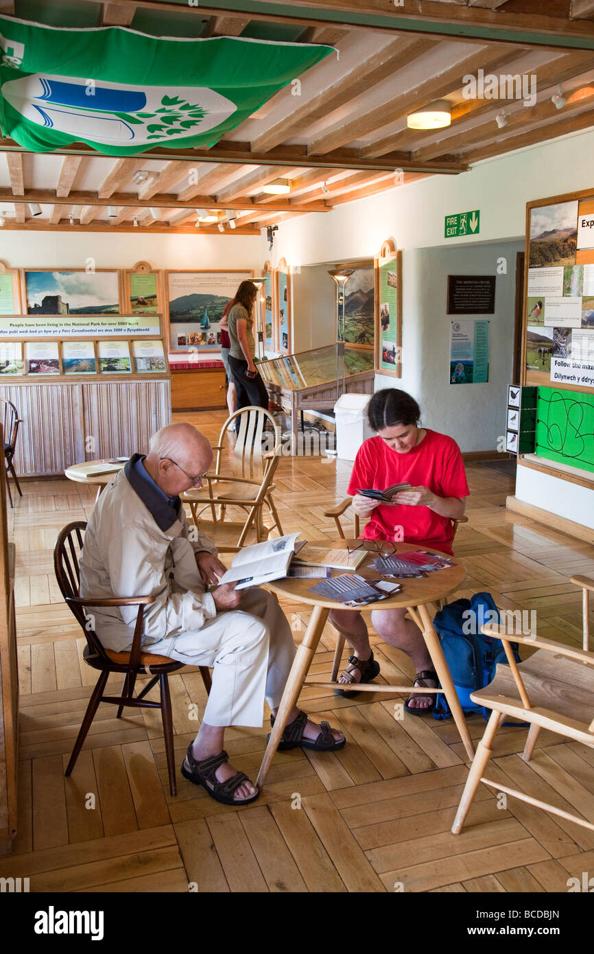 People in Brecon Beacons visitor centre Libanus Wales UK Stock Photo