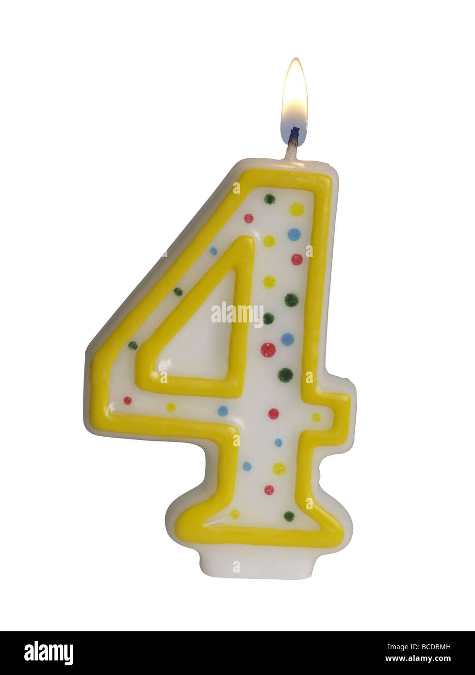 Number 4 birthday candle Stock Photo