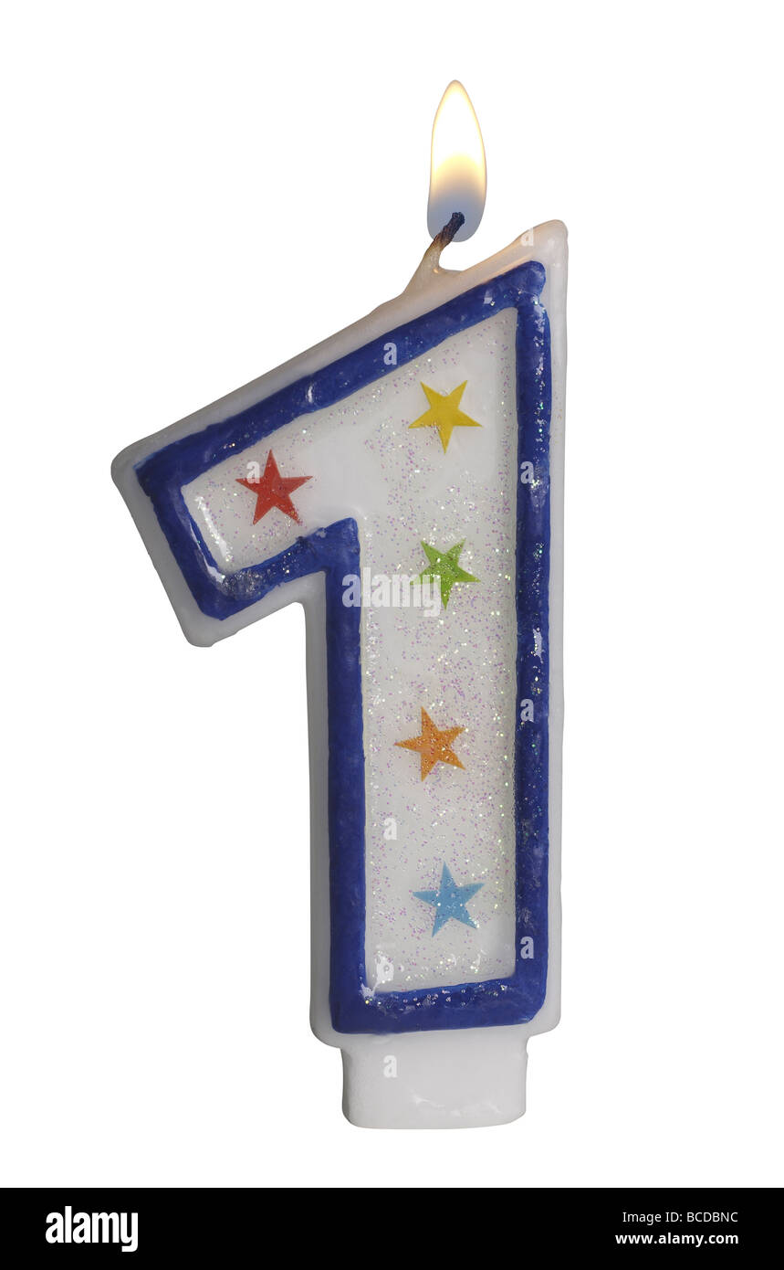 Number 1 birthday candle Stock Photo