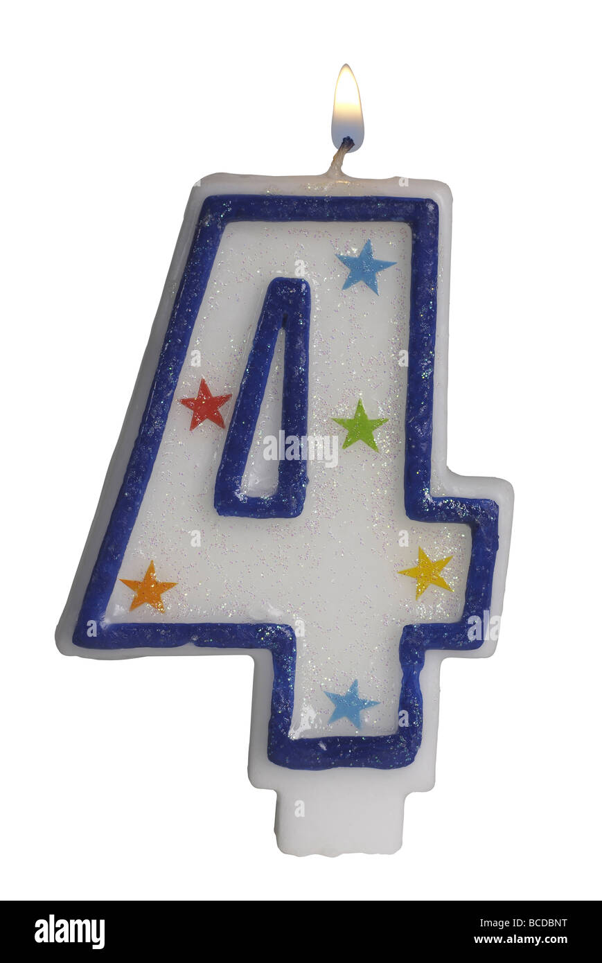 Number 4 birthday candle Stock Photo