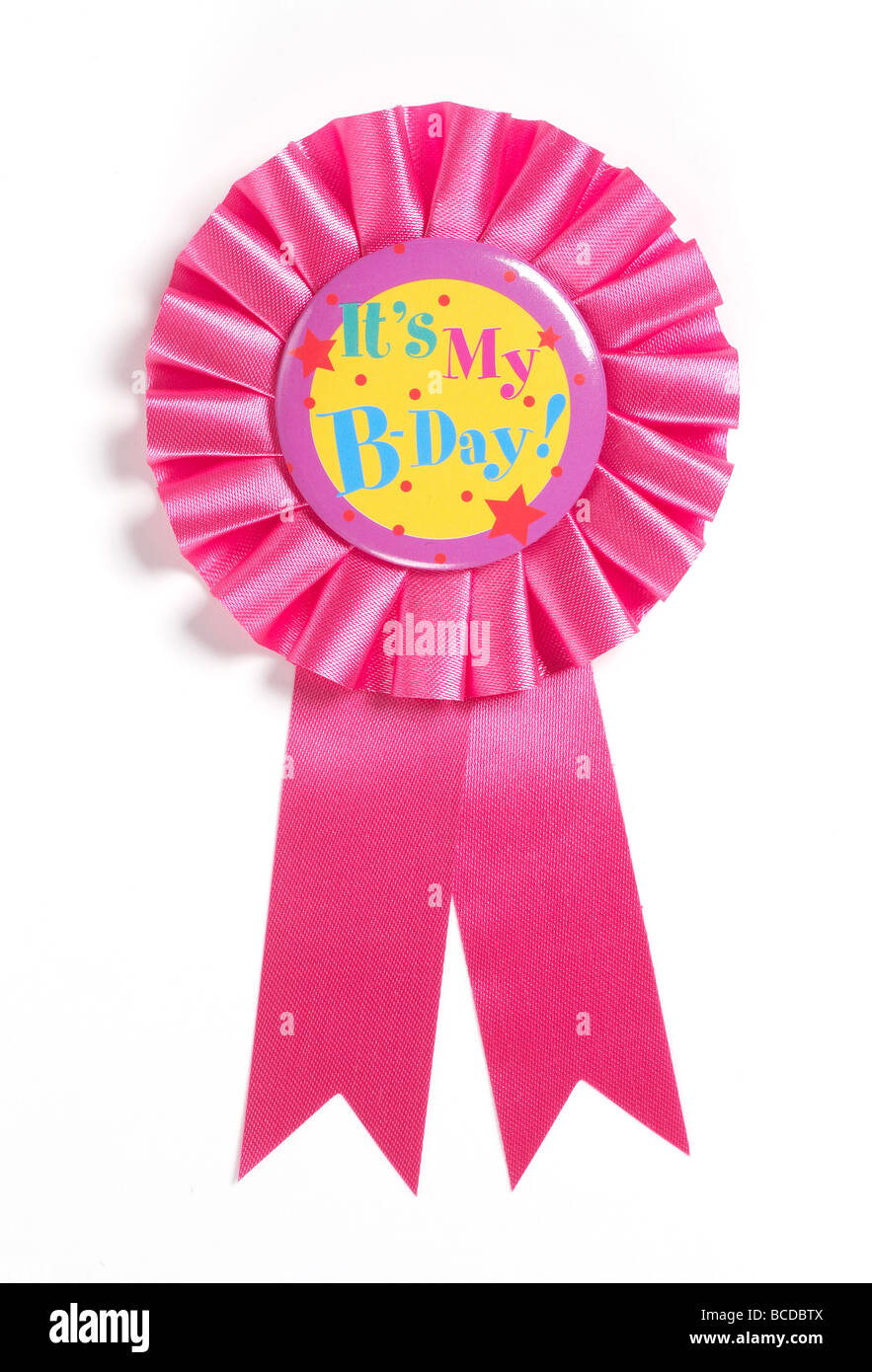 Pink Birthday ribbon Stock Photo