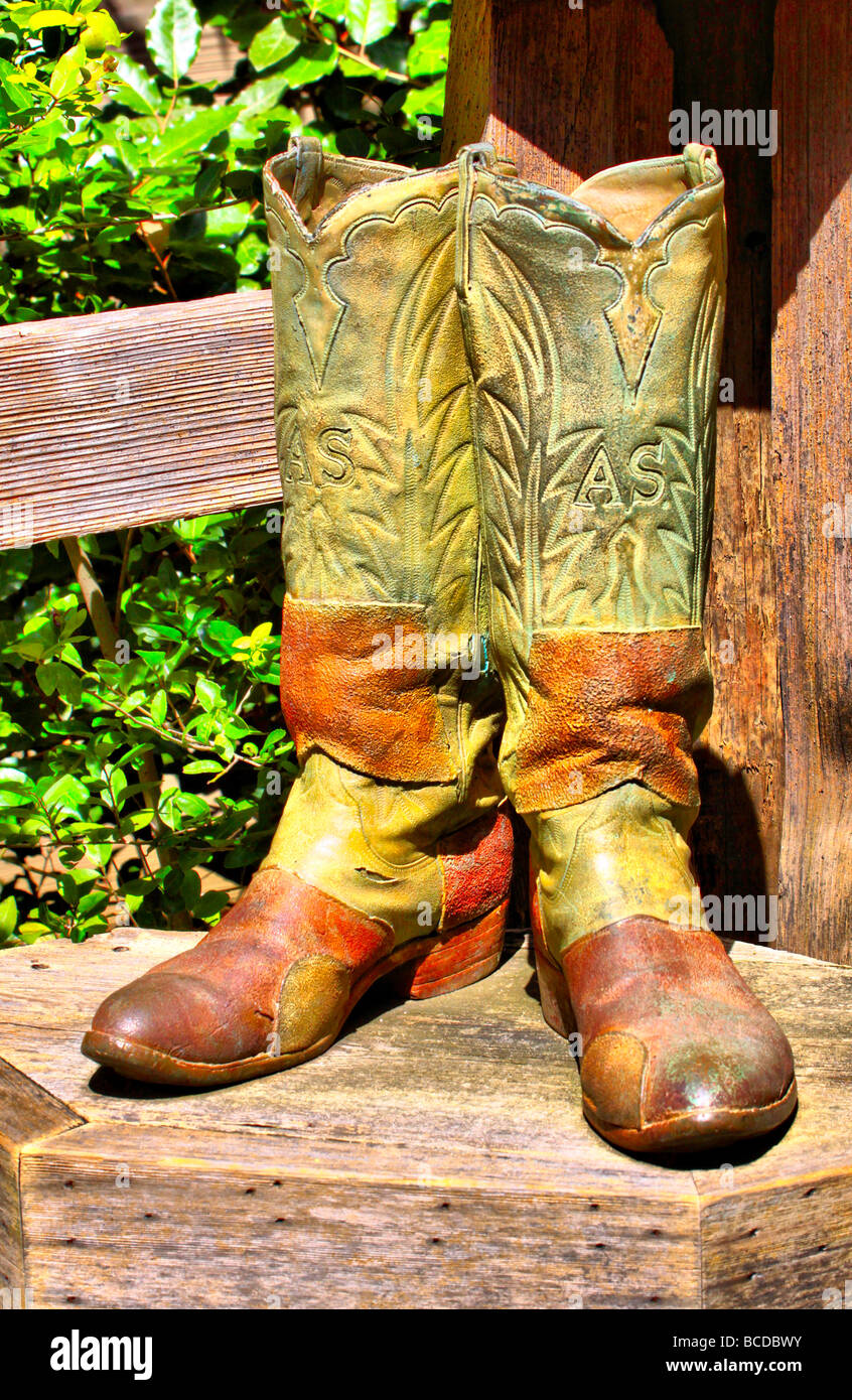 Old cowboy boots. Stock Photo