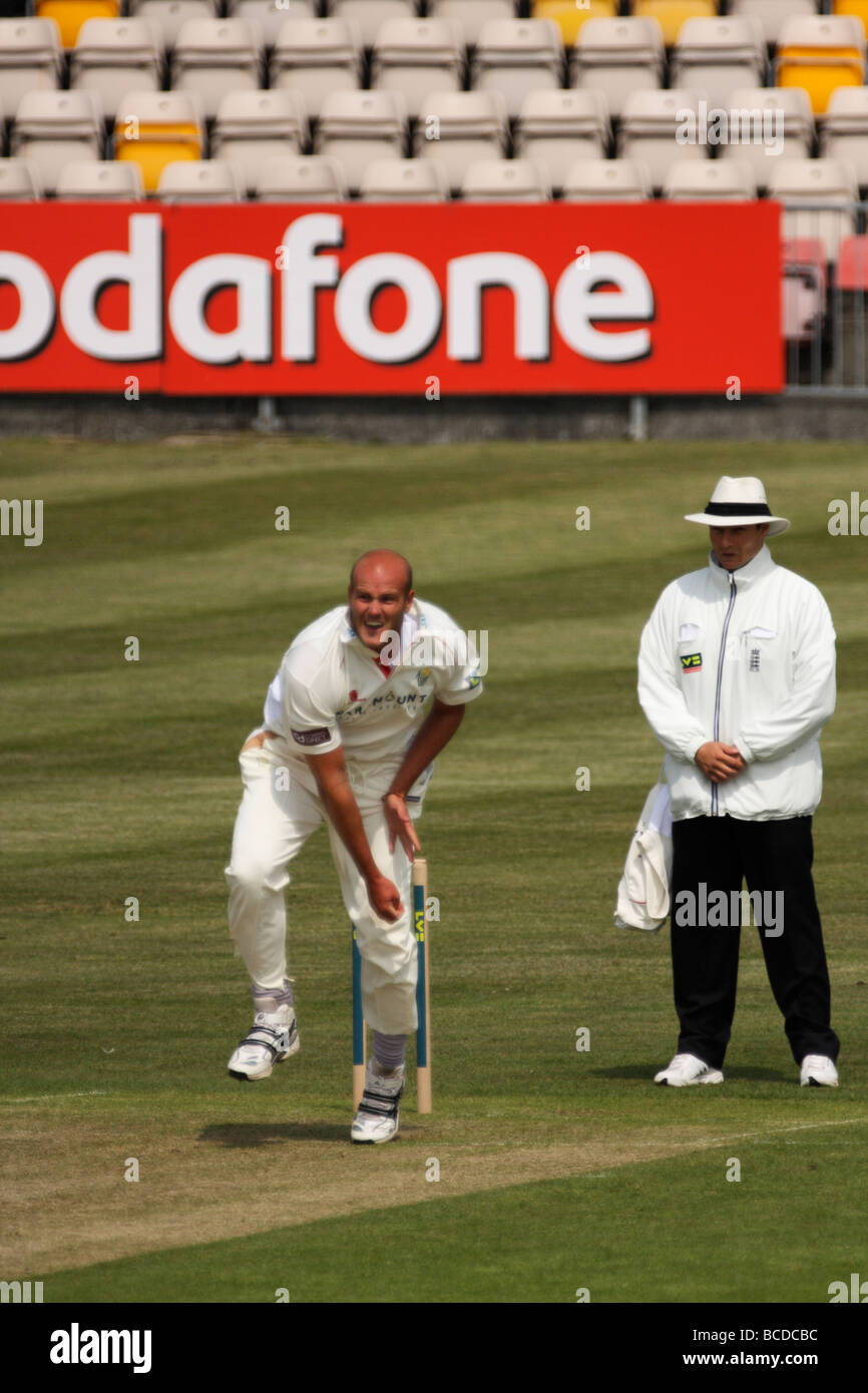 Fast Bowler David Harrison in action for Glamorgan in the County Championship Stock Photo