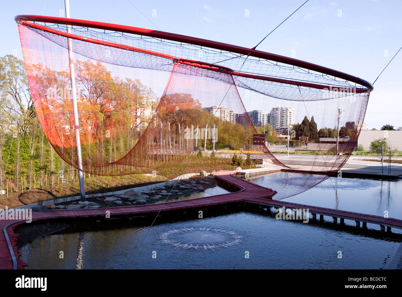 Gigantic net outside of the Richmond Olympic Oval, Vancouver, British Columbia Stock Photo