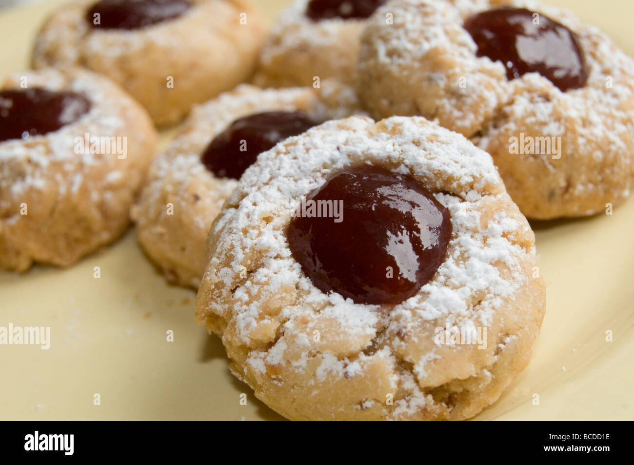 Jam Thumbprint Cookies Stock Photo Alamy