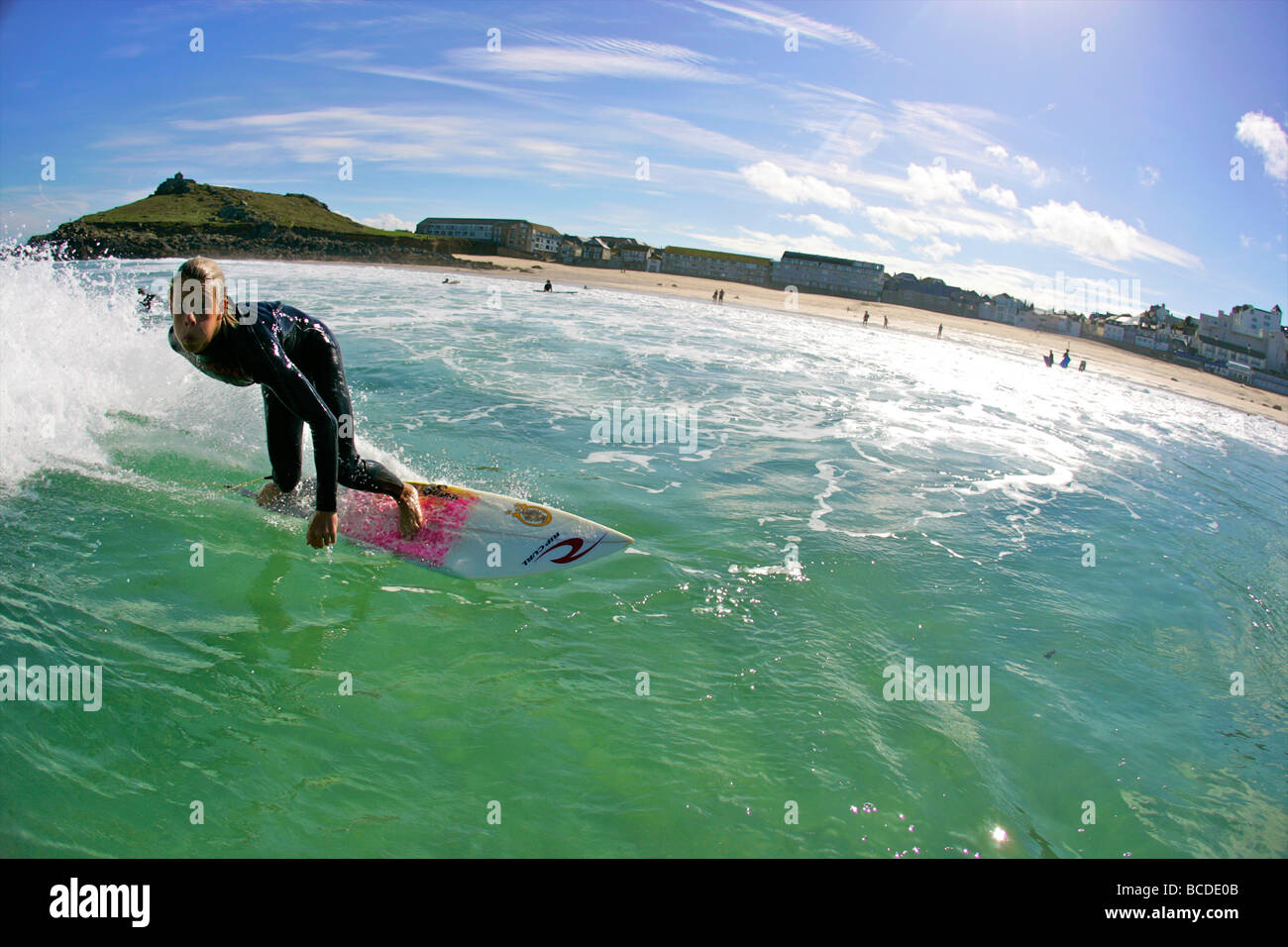 British surfer Jayce Robinson surfing at his local surf break in