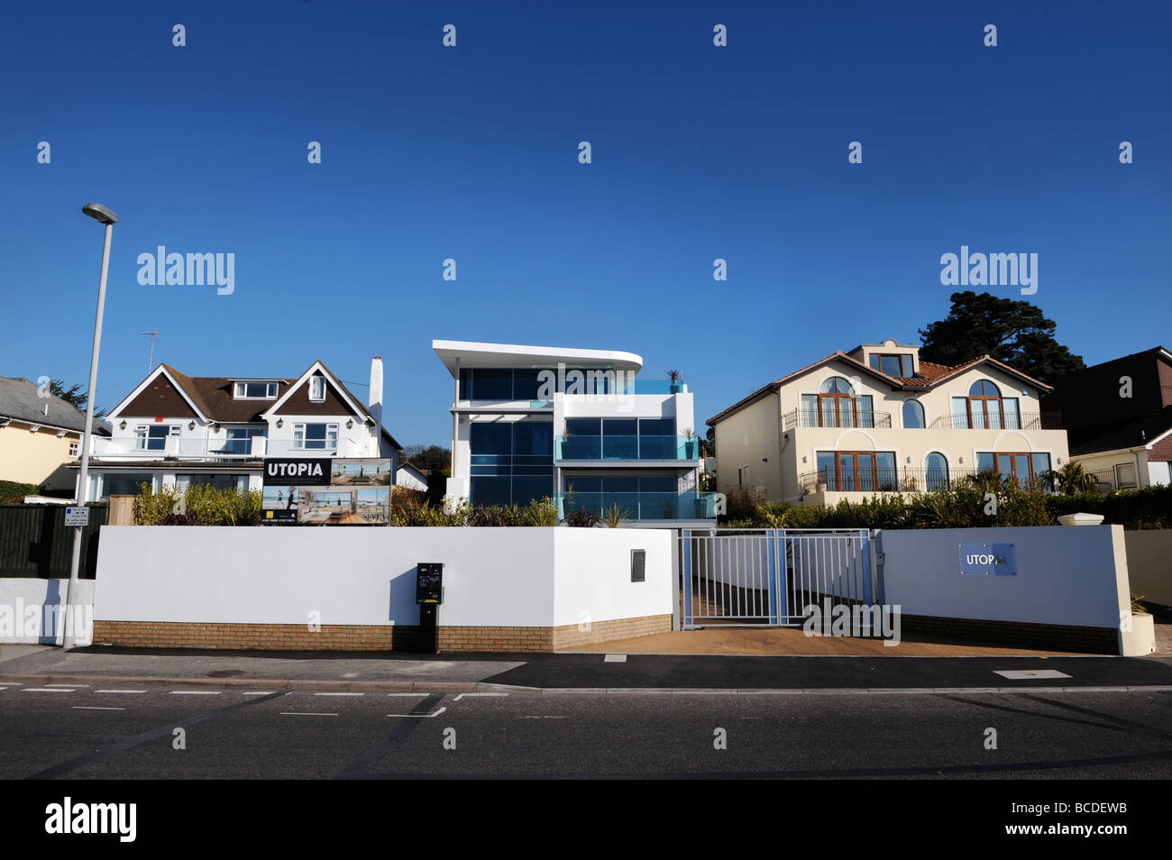 A PROPERTY DEVELOPMENT CALLED UTOPIA ON SHORE ROAD NEAR SANDBANKS WITH A PRICE TAG OF OVER 3M FEB 2008 UK Stock Photo