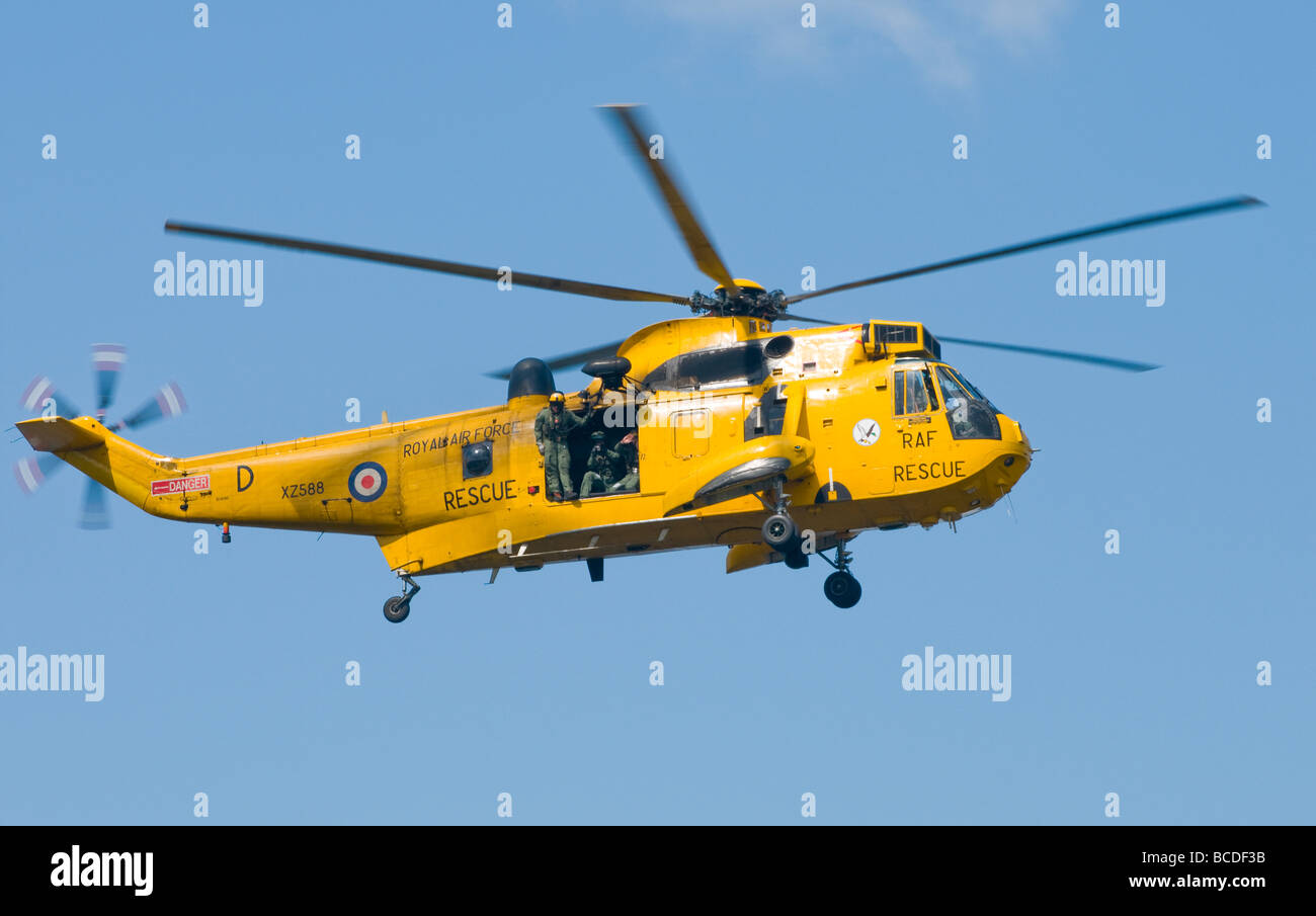 RAF Sea King Search and Rescue SAR Helecopter in flight Stock Photo