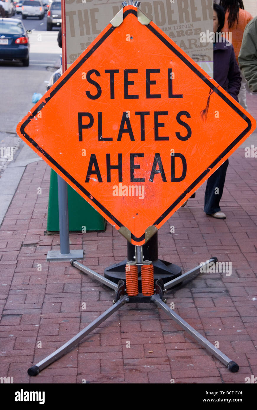 "Steel Plates Ahead" road sign in Washington DC Stock Photo Alamy
