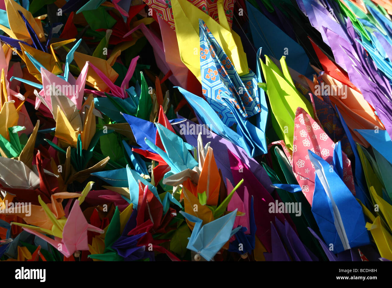 Paper Cranes in Hiroshima Peace Memorial Park, Hiroshima, Japan Stock Photo