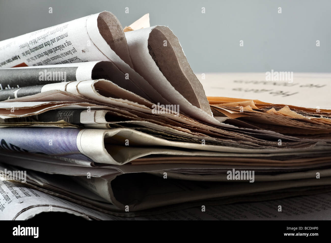 Stack of newspapers Stock Photo