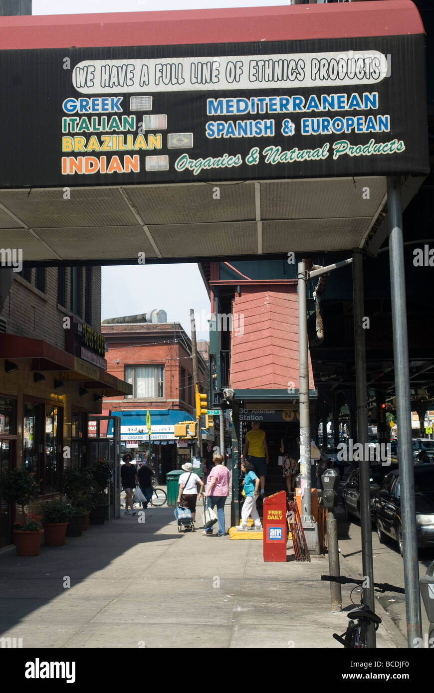 A food store in the Astoria neighborhood of Queens in New York Stock