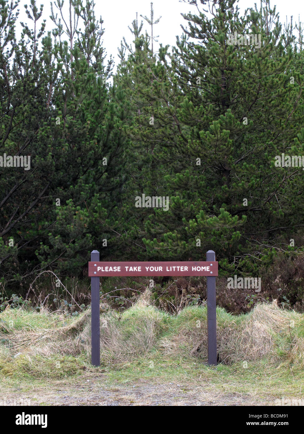 A litter sign in the Slieve Bloom Mountains Portlaoise Ireland Stock Photo