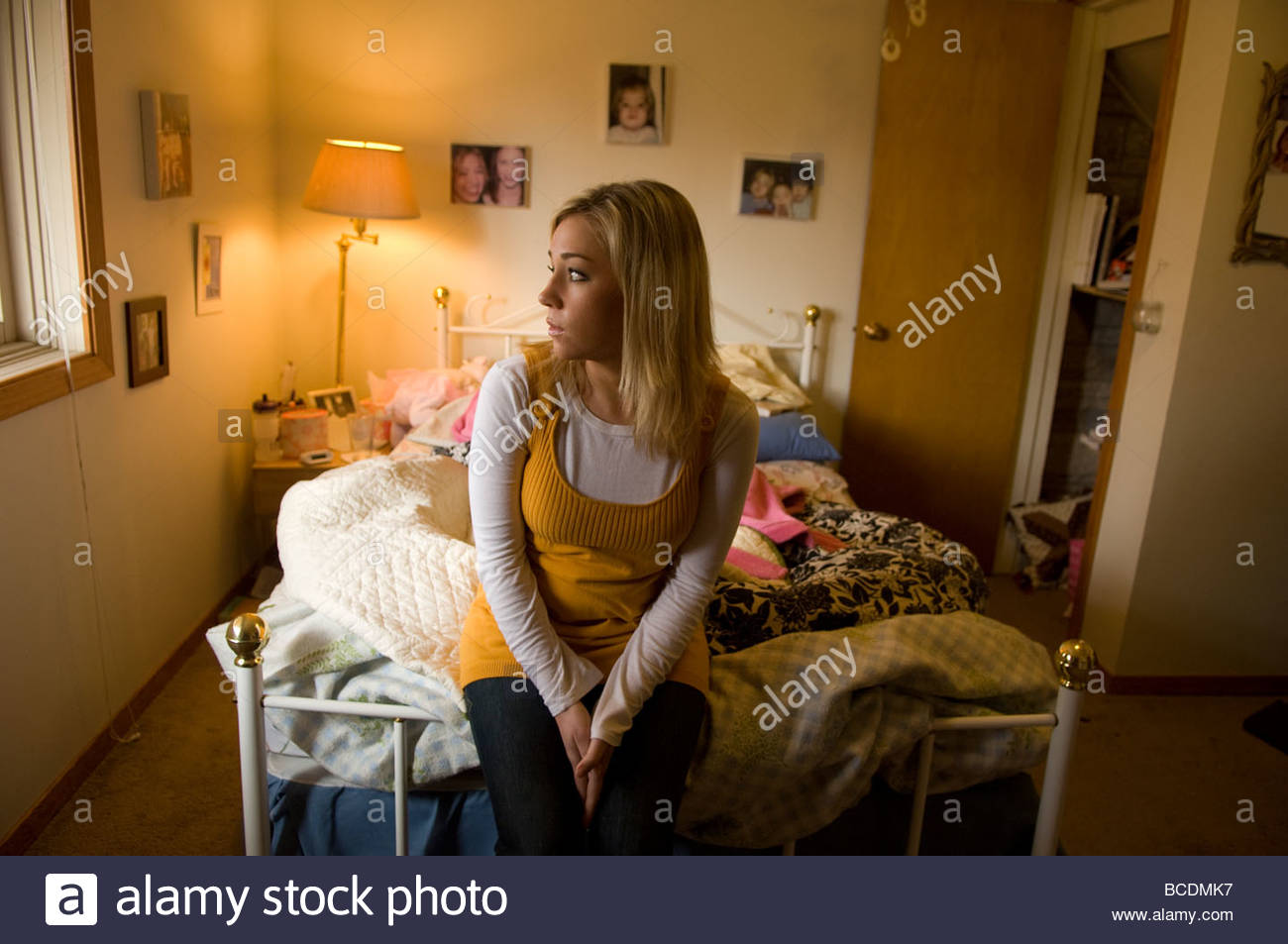 23 Year Old College Student In Bedroom Stock Photos 23