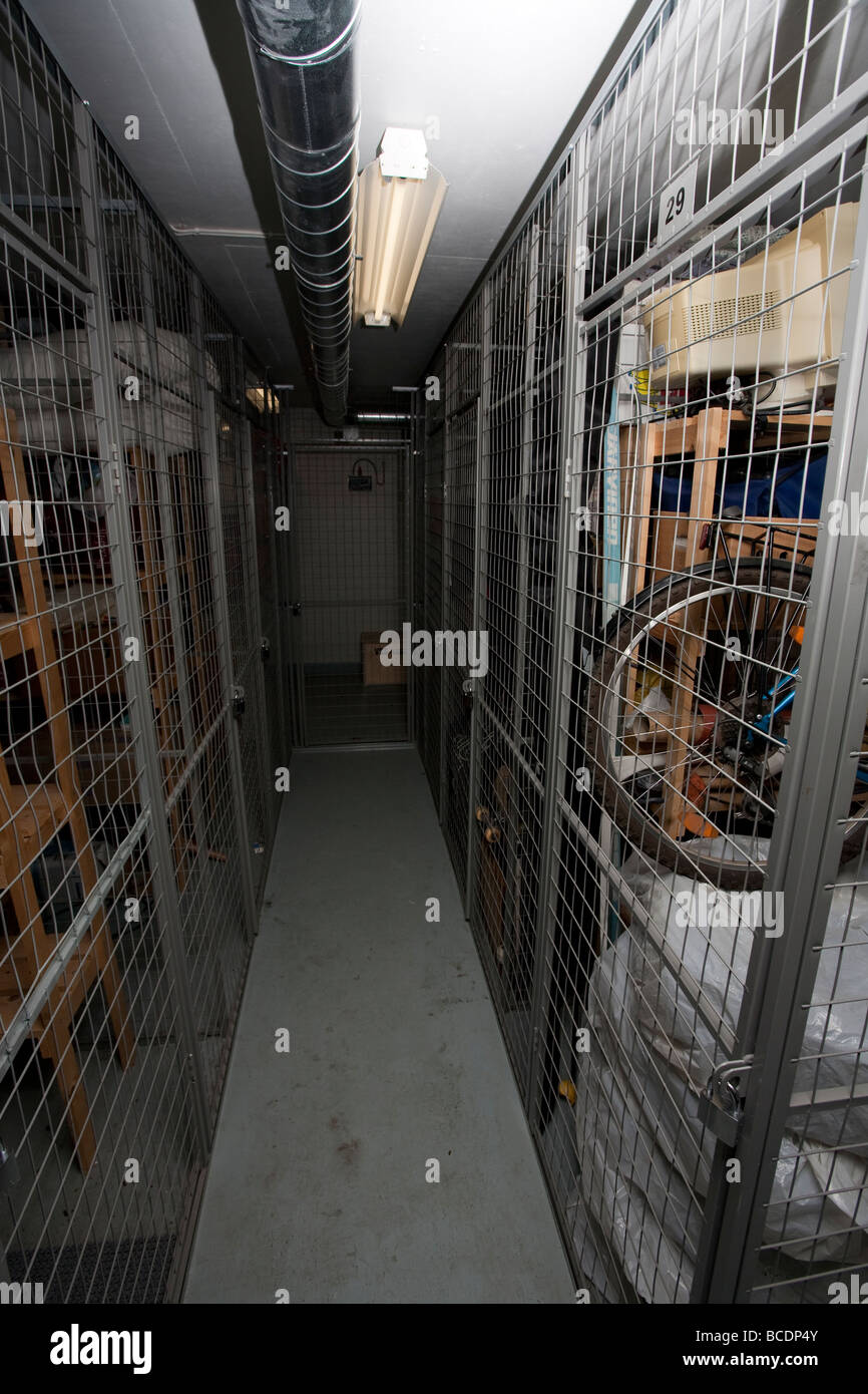 Storage lockers in basement , Finland Stock Photo - Alamy