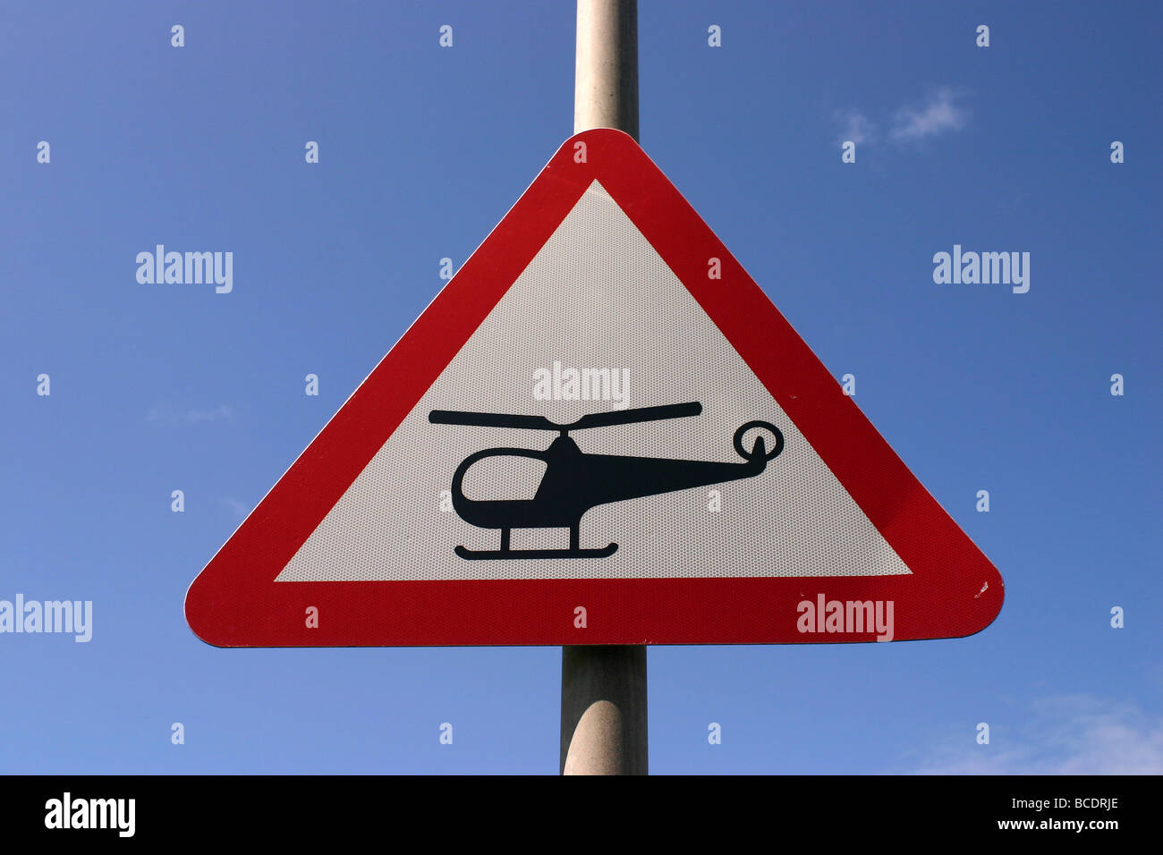 helicopter warning sign Cornwall UK Stock Photo Alamy