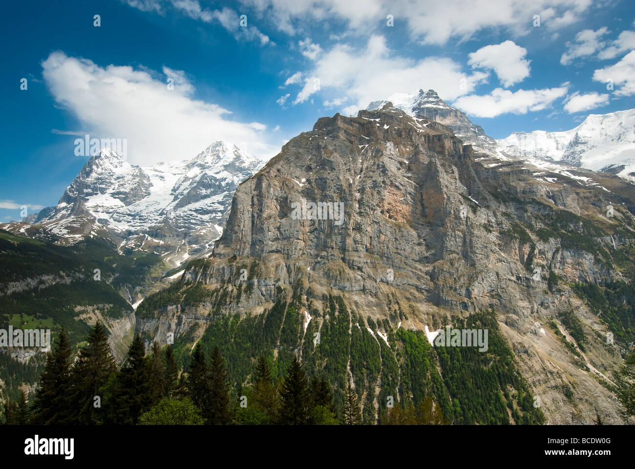 View from the jungfrau to the eiger and monch hi-res stock photography ...