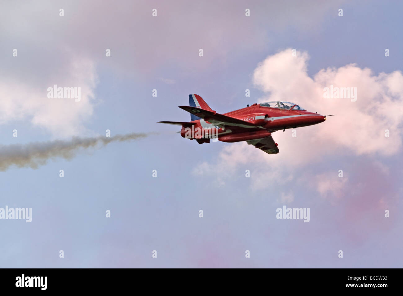 A BAE Hawk aircraft, part of 'The Red Arrows' display team, at Biggin Hill, Kent, England. Stock Photo