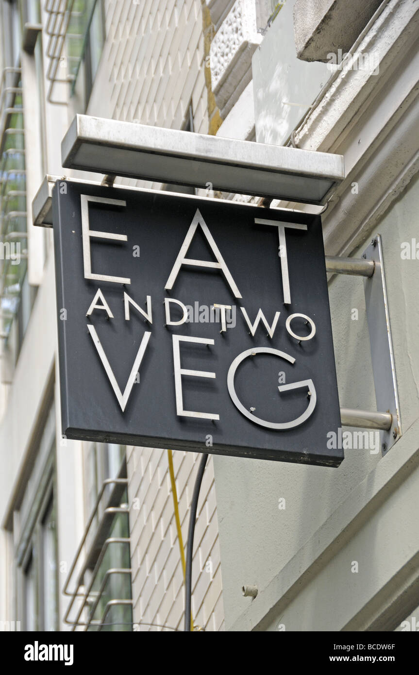 Eat and Two Veg sign Marylebone High Street London England UK Stock Photo