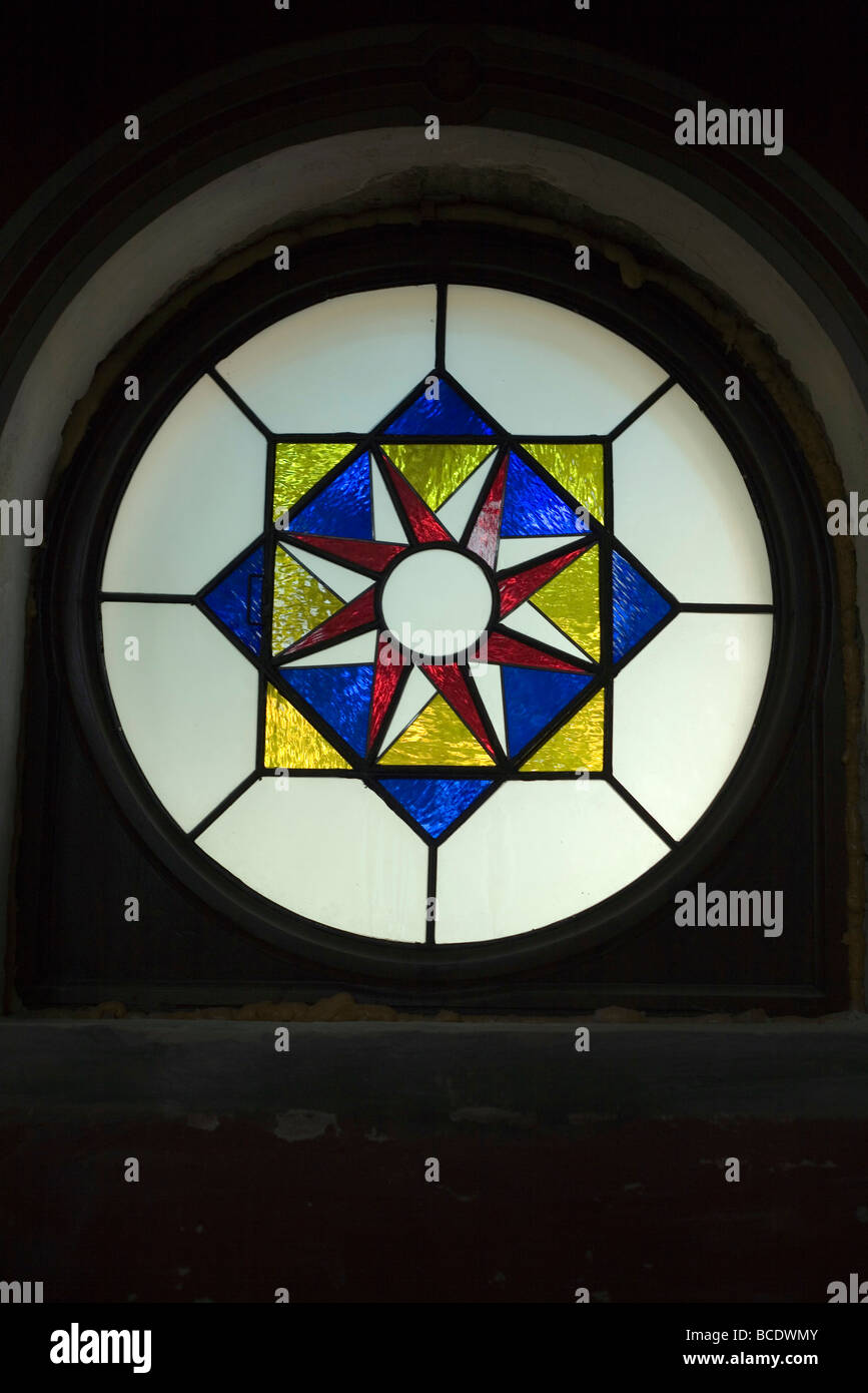 Details of stained glass in the Synagogue Pecs Hungary Stock Photo Alamy