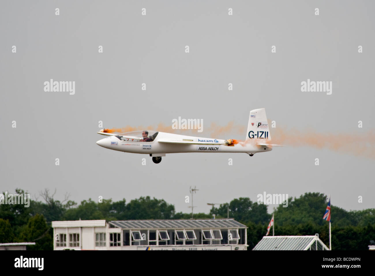 S1 swift aerobatic glider manouvering for landing after giving an