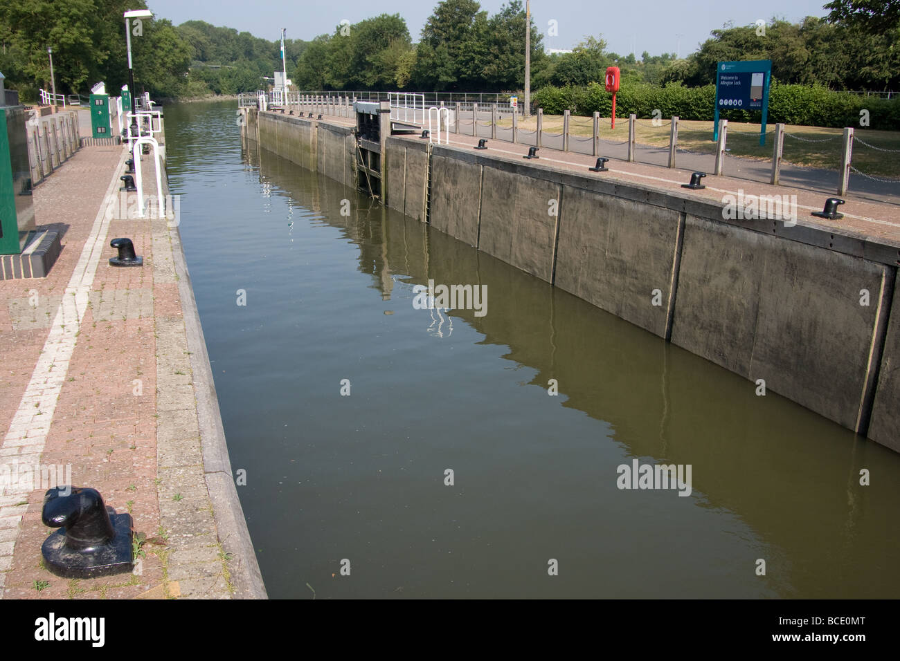open lock chamber modernised placid river wall Allington Lock River