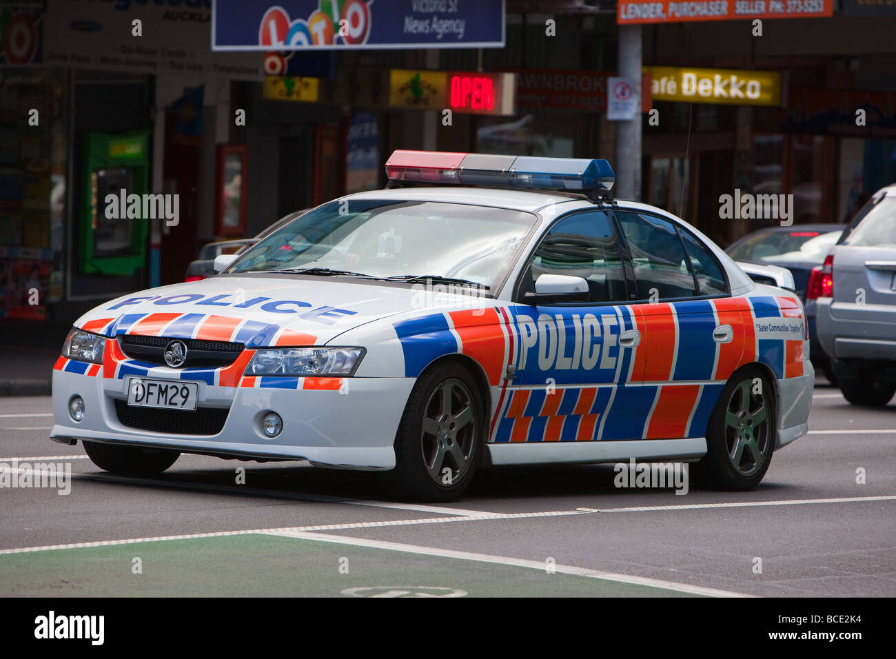 New Zealand Police car in Auckland Stock Photo