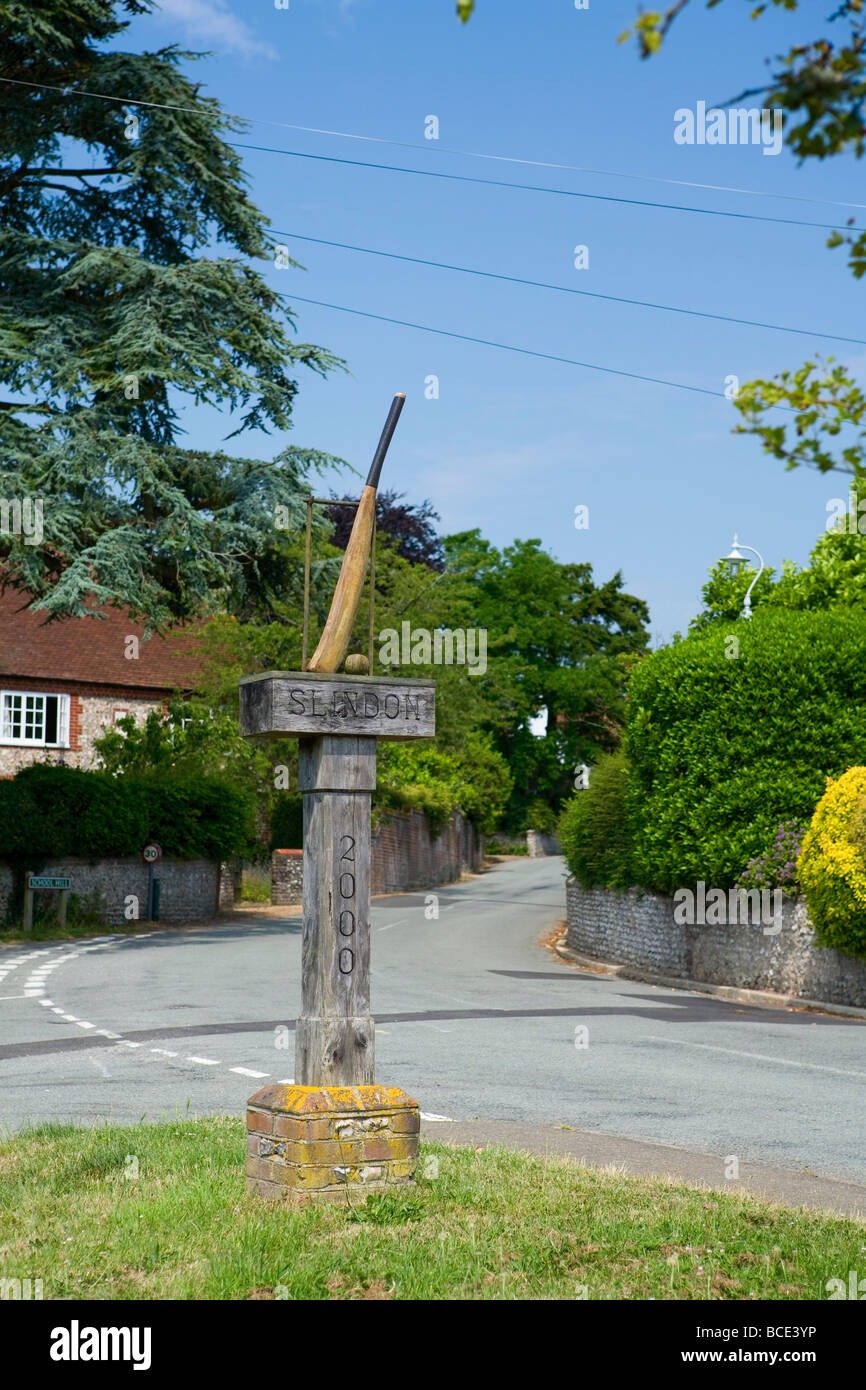 Slindon Village Sign constructed in 2000, West Sussex, UK Stock Photo