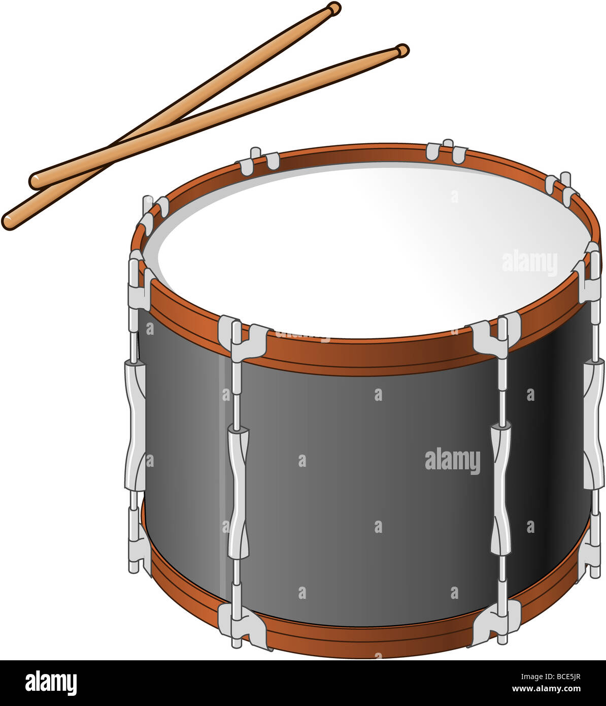 Tenor drum and drumsticks. Stock Photo