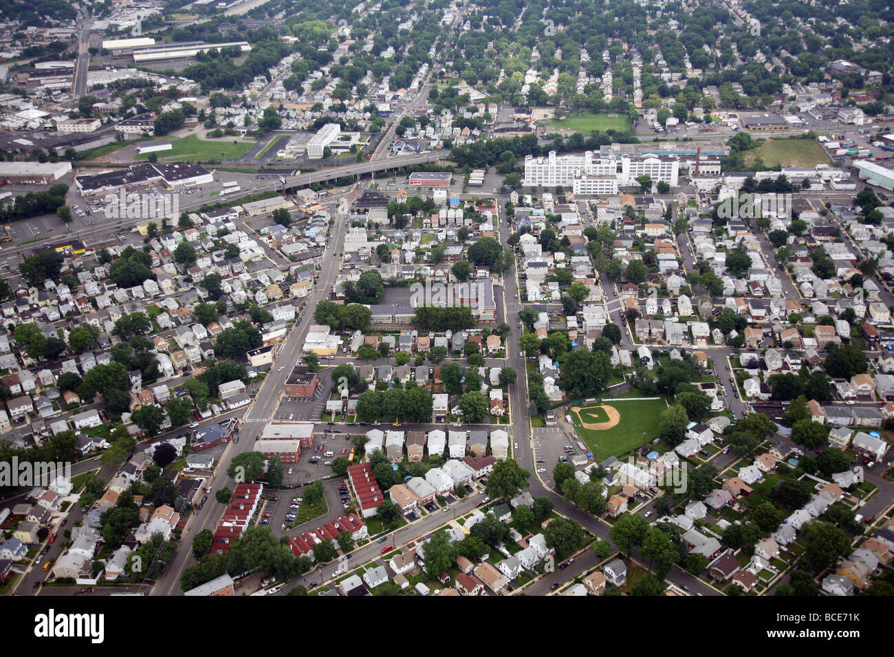 Aerial photo of Hillside, NJ Union County USA, America, United States Liberty Ave Highway Rt. 22, Bristol Myers Stock Photo