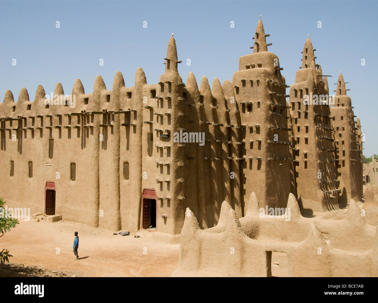 Mali. Sahel. Great mosque of Djenne(XI century). Sudanese architecture style. Built in adobe. Unesco World Heritage Site. Stock Photo
