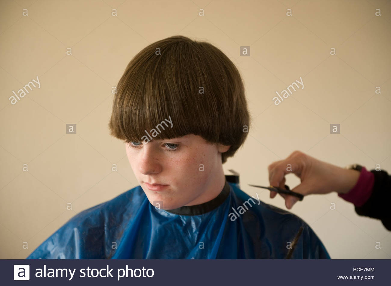 A 14 Year Old Boy Gets A Haircut Stock Photo 24899636 Alamy