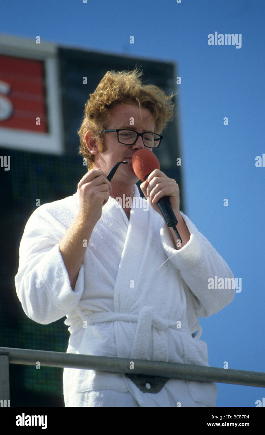 does chris evans smoke cigarettes BBC Radio 1 One Roadshow. Chris Evans. Weston super mare. pipe smoking  dressing gown Stock Photo