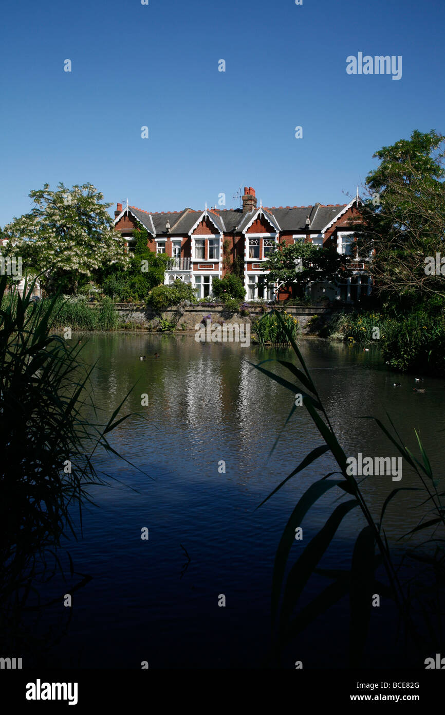 Pond on Kew Green, Kew, London, UK Stock Photo