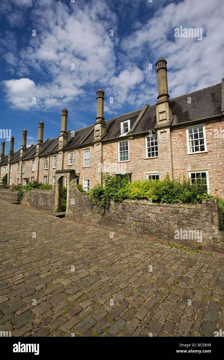The world famous Vicar's close in Wells The oldest complete continuosly inhabited medieval street in europe Stock Photo