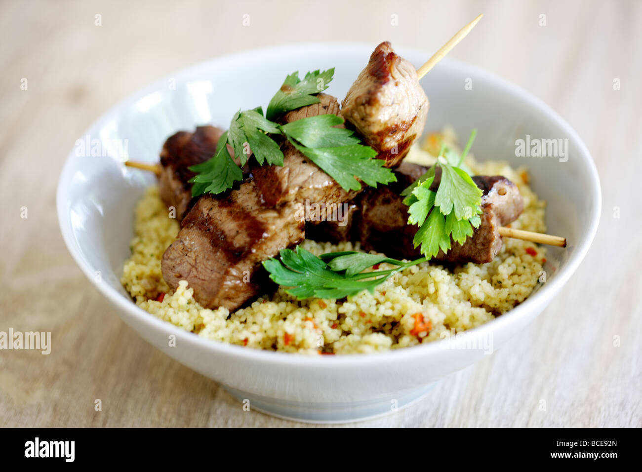 Lamb Kebabs and Cous Cous Stock Photo Alamy