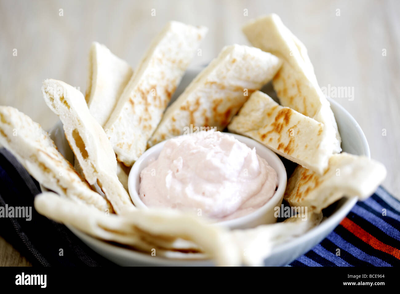 Taramasalata Dip With Pitta Bread Stock Photo Alamy