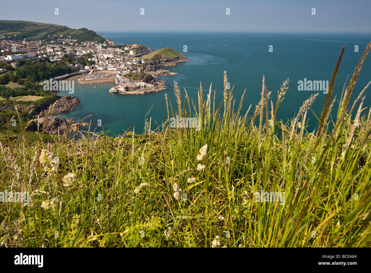High viewpoint of harbour Stock Photo Alamy