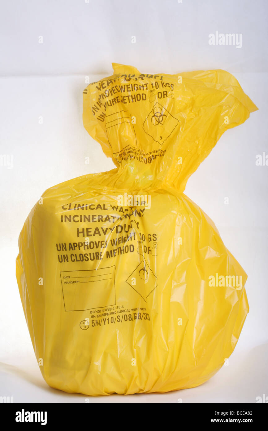 Heavy duty hospital clinical waste bag Stock Photo