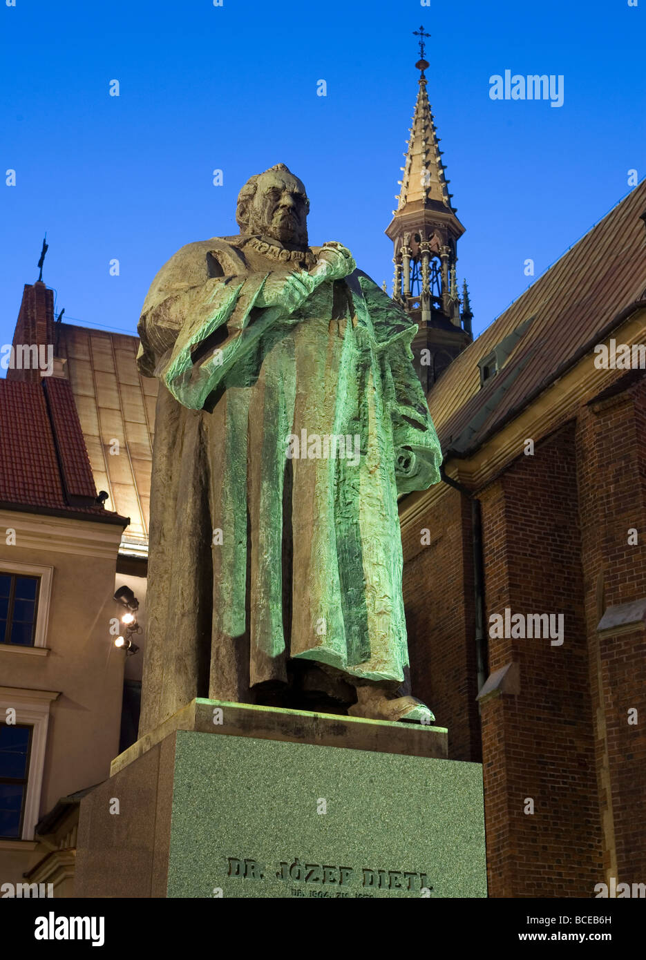 Poland Krakow Statue of Josef Dietl in front of Franciscan church Stock Photo