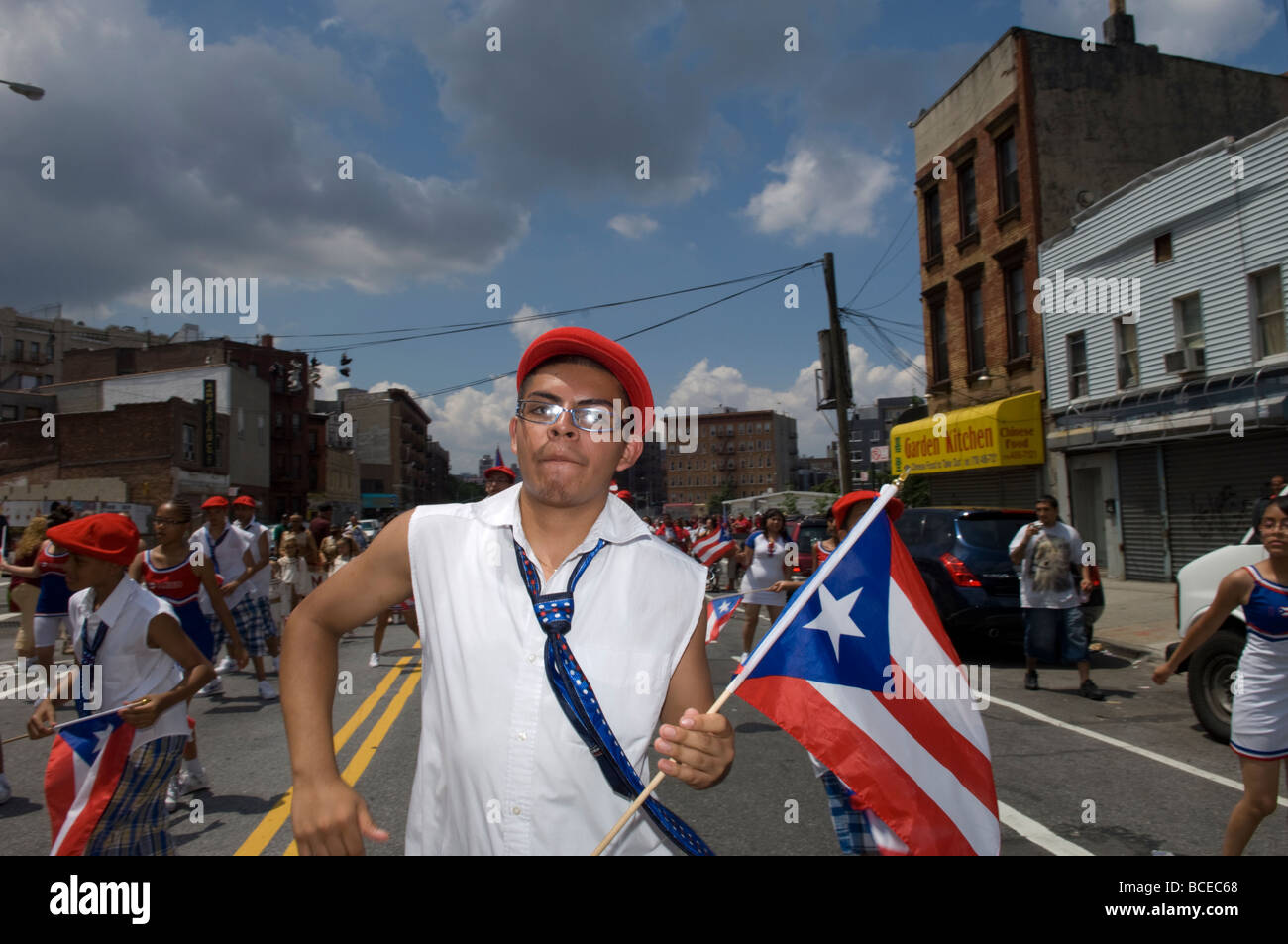 The Brooklyn Puerto Rican Day Parade marches through the Bushwick neighborhood of Brooklyn in New York Stock Photo