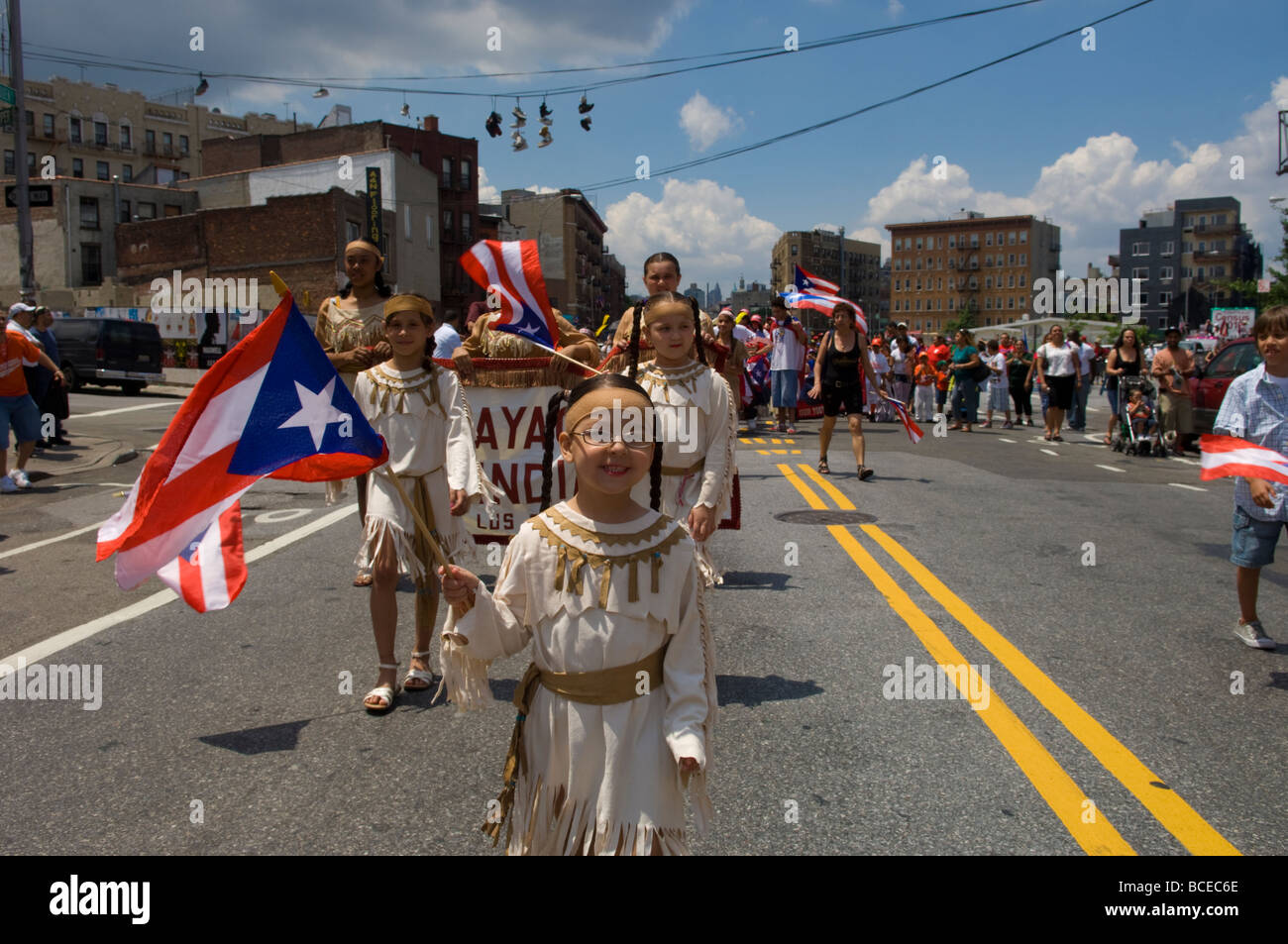 The Brooklyn Puerto Rican Day Parade marches through the Bushwick neighborhood of Brooklyn in New York Stock Photo