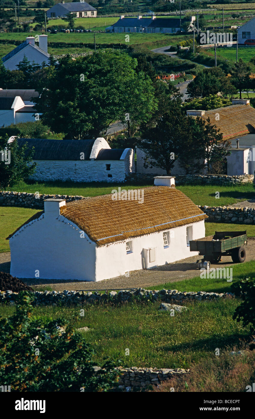 Ireland, Co. Donegal. Clonmany Thatched Cottages, Inishowen Peninsula