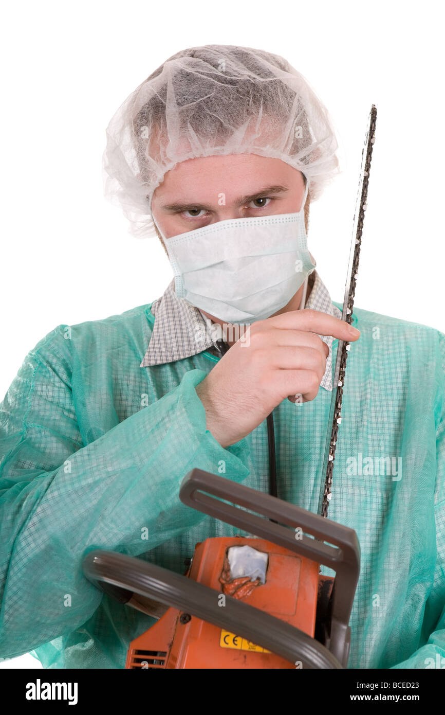 Man with chainsaw isolated hires stock photography and images Alamy