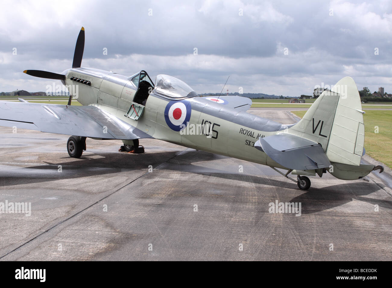 Supermarine Seafire F Mk XVII SX336 in Royal Navy colours this warbird aircraft is one of only 2 airworthy Seafires in the World Stock Photo