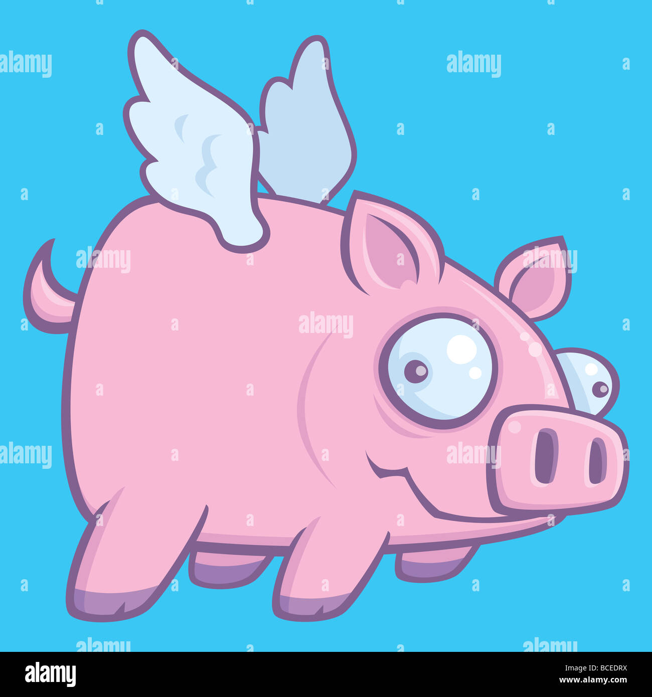 Cartoon vector illustration of a flying pig Stock Photo - Alamy