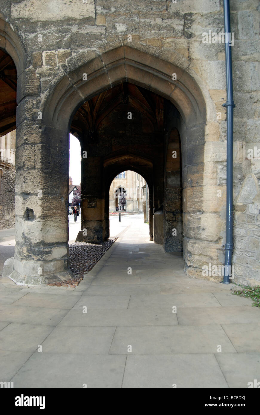 Part of the abbey gateway beside St Nicholas Church at the Marketplace in Abingdon in Oxfordshire Stock Photo